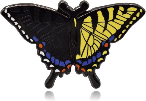 Clayton Jewelry Labs Bilateral Gynandromorph Eastern Tiger Swallowtail Butterfly Hard Enamel Pin in Saudi Arabia