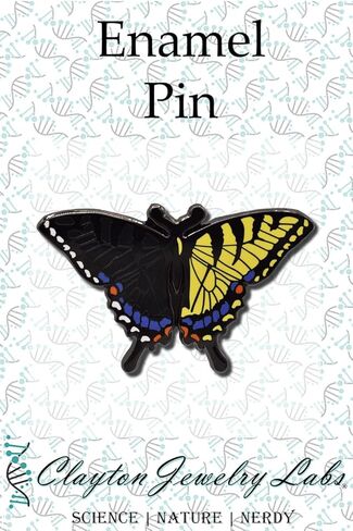 Clayton Jewelry Labs Bilateral Gynandromorph Eastern Tiger Swallowtail Butterfly Hard Enamel Pin in Saudi Arabia
