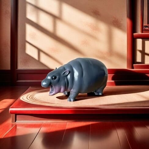 تمثال W.Sealet اللطيف Moo Deng Hippo لديكور المنزل، لعبة Moo Deng الصغيرة تمثال فرس النهر للغرفة والمكتب وغرفة المعيشة والمكتب وديكور رف الكتب in Kuwait