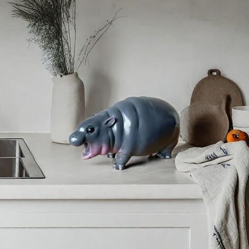 تمثال W.Sealet اللطيف Moo Deng Hippo لديكور المنزل، لعبة Moo Deng الصغيرة تمثال فرس النهر للغرفة والمكتب وغرفة المعيشة والمكتب وديكور رف الكتب in Kuwait