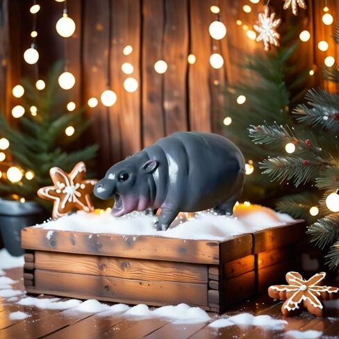 تمثال W.Sealet اللطيف Moo Deng Hippo لديكور المنزل، لعبة Moo Deng الصغيرة تمثال فرس النهر للغرفة والمكتب وغرفة المعيشة والمكتب وديكور رف الكتب in Kuwait