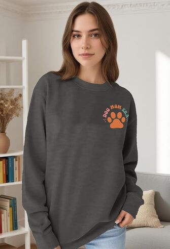 Tewmeu Dog Mom Sweatshirt Women Dog Paw Graphic Sweatshirt Mama Fall Long Sleeve Crewneck Pullover Tops in Saudi Arabia