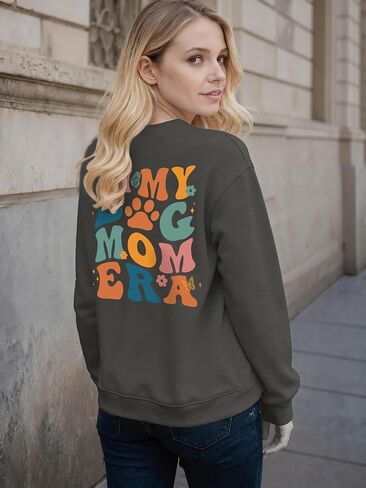 Tewmeu Dog Mom Sweatshirt Women Dog Paw Graphic Sweatshirt Mama Fall Long Sleeve Crewneck Pullover Tops in Saudi Arabia