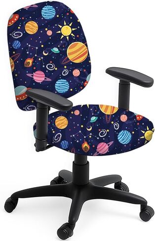 Computer Office Chair Covers Outer Space Planet Print Chair Covers 2pcs Rotating Swivel Chair Slipcover Protector Stretchable Anti-Dust Chair Protective Slipcover for Women Men in Saudi Arabia