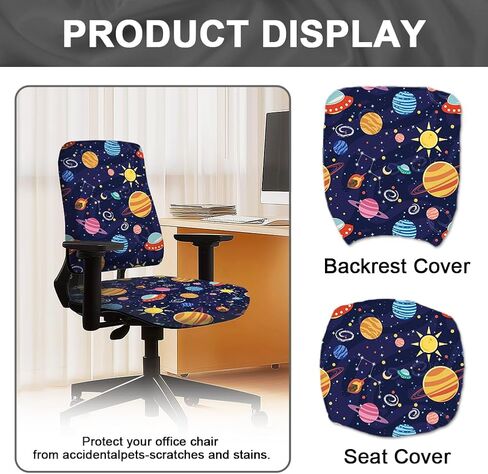 Computer Office Chair Covers Outer Space Planet Print Chair Covers 2pcs Rotating Swivel Chair Slipcover Protector Stretchable Anti-Dust Chair Protective Slipcover for Women Men in Saudi Arabia