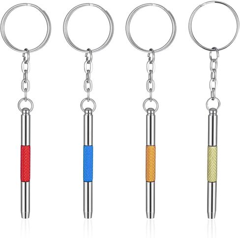 4 Pcs Mini Eyeglass Screwdriver, Precision 4-in-1 Eyeglass Repair Kit Keychain Glasses Multifunctional Stainless Steel Screwdriver with Screws for Tightening, Door Knob, Sunglass, Electronics in Saudi Arabia