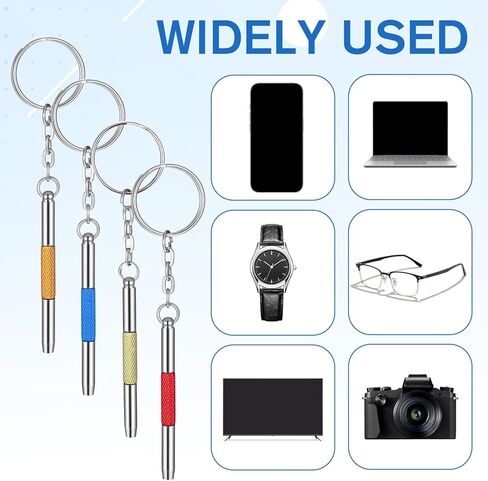 4 Pcs Mini Eyeglass Screwdriver, Precision 4-in-1 Eyeglass Repair Kit Keychain Glasses Multifunctional Stainless Steel Screwdriver with Screws for Tightening, Door Knob, Sunglass, Electronics in Saudi Arabia
