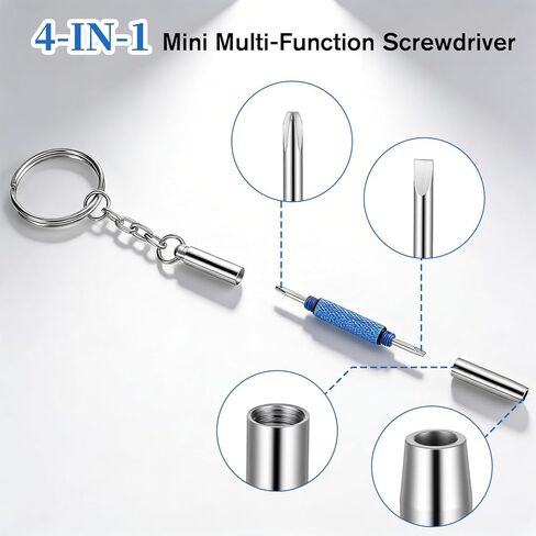 4 Pcs Mini Eyeglass Screwdriver, Precision 4-in-1 Eyeglass Repair Kit Keychain Glasses Multifunctional Stainless Steel Screwdriver with Screws for Tightening, Door Knob, Sunglass, Electronics in Saudi Arabia