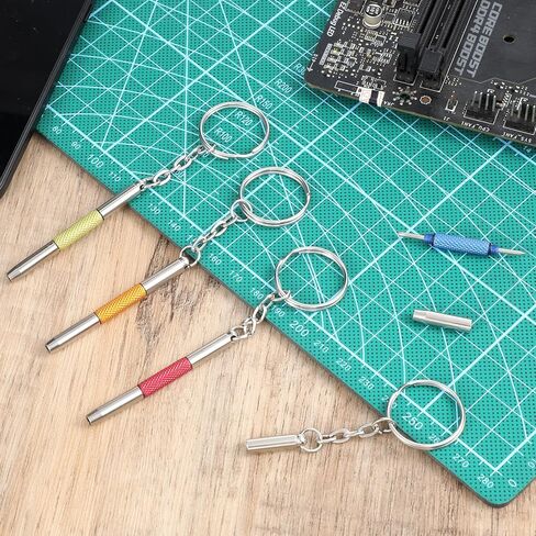 4 Pcs Mini Eyeglass Screwdriver, Precision 4-in-1 Eyeglass Repair Kit Keychain Glasses Multifunctional Stainless Steel Screwdriver with Screws for Tightening, Door Knob, Sunglass, Electronics in Saudi Arabia