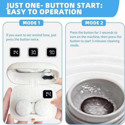 منظف ​​العدسات اللاصقة مع مرآة، منظف العدسات اللاصقة بالموجات فوق الصوتية USB للتخلص من العدسات الناعمة، العدسات الصلبة، العدسات اللاصقة، العدسات الملونة، عدسات RGP وعدسة OK in Kuwait