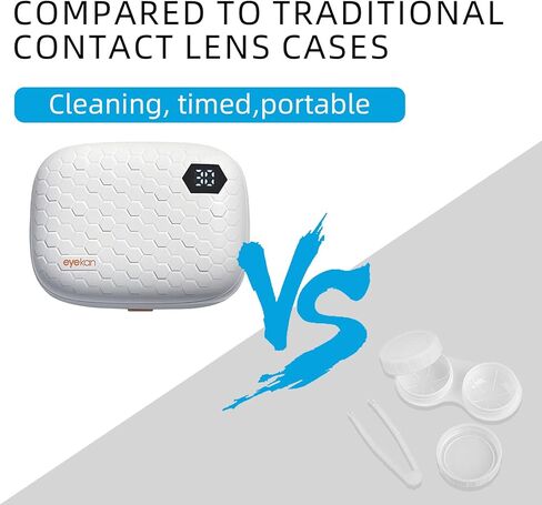 منظف ​​العدسات اللاصقة مع مرآة، منظف العدسات اللاصقة بالموجات فوق الصوتية USB للتخلص من العدسات الناعمة، العدسات الصلبة، العدسات اللاصقة، العدسات الملونة، عدسات RGP وعدسة OK in Kuwait