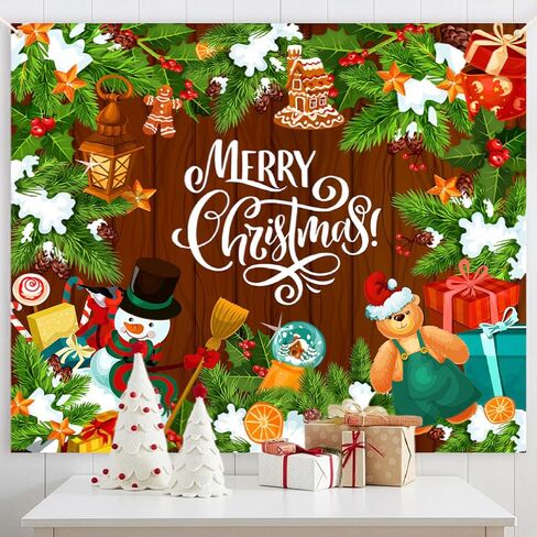 نسيج رجل ثلج عيد الميلاد من ROC PARTY، معلق على الحائط الشتوي مقاس 50 × 60 بوصة - رجل ثلج مزرعة مع مشهد غابة ندفة الثلج الكاردينال، لوحة فنية جدارية لغرفة المعيشة وغرفة النوم وديكور المنزل ﻿ (رجل الثلج والدب) in Kuwait