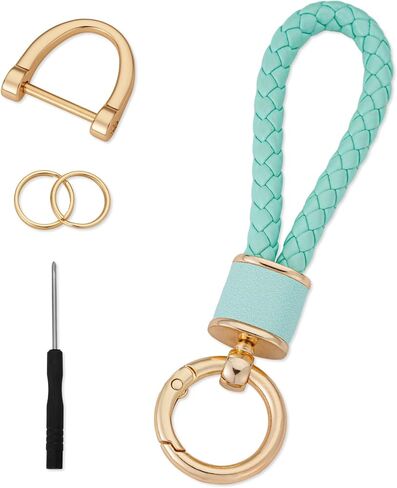 Hanhee Braided Leather Keychain for Men & Women, 14K Zinc Alloy Key Ring with D-Ring Screwdriver, Car Key Holder Chain in Saudi Arabia