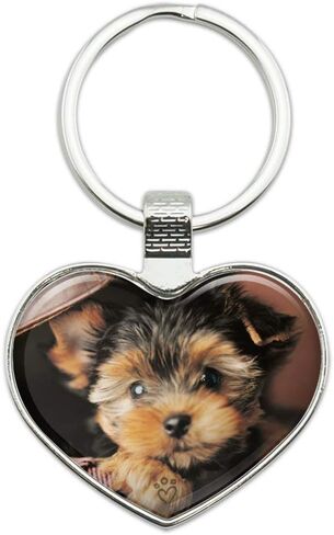Yorkie Yorkshire Terrier Puppy Dog in Briefcase Trunk Suitcase Keychain Heart Love Metal Key Chain Ring in Saudi Arabia