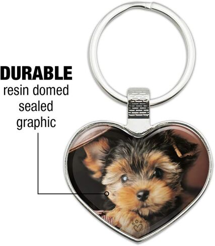 Yorkie Yorkshire Terrier Puppy Dog in Briefcase Trunk Suitcase Keychain Heart Love Metal Key Chain Ring in Saudi Arabia