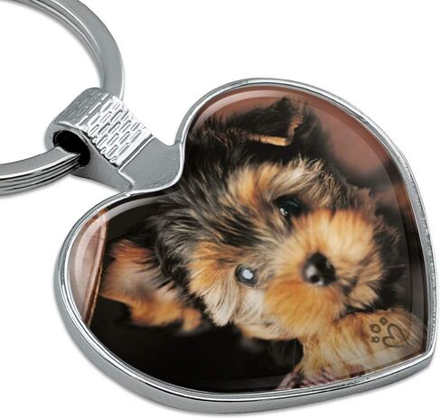 Yorkie Yorkshire Terrier Puppy Dog in Briefcase Trunk Suitcase Keychain Heart Love Metal Key Chain Ring in Saudi Arabia