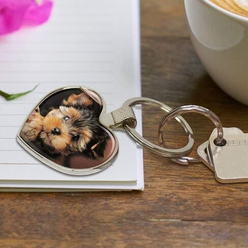 Yorkie Yorkshire Terrier Puppy Dog in Briefcase Trunk Suitcase Keychain Heart Love Metal Key Chain Ring in Saudi Arabia