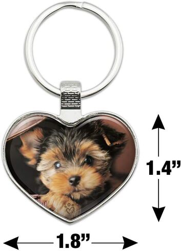 Yorkie Yorkshire Terrier Puppy Dog in Briefcase Trunk Suitcase Keychain Heart Love Metal Key Chain Ring in Saudi Arabia
