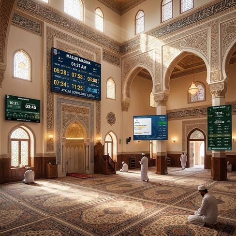 ساعة رقمية للمسجد المباشر لعرض الإقامة مباشرة على شاشة التلفزيون أو الشاشة. يدعم شاشات التلفاز من 25 إلى 150 بوصة (الشاشة غير متضمنة). للاستخدام في عرض المسجد فقط - وليس للاستخدام المنزلي. in Kuwait