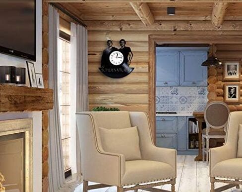 kovides سوبر وينشستر براذرز غرفة الفن lp الفينيل الرجعية سجل ساعة الحائط خمر هدية عيد ميلاد للرجل وينشستر الأخ الفن ساعة المسلسل الفن عيد الميلاد فكرة هدية لفتاة ساعة الحائط كبيرة in Kuwait