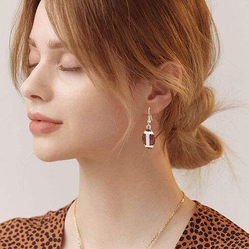 QIAOLEHUI Alloy Rhinestone Football Rugby Earrings for Women Party Jewelry Dangle Drop Stud Earrings Sparkling Sports Fan Game Day Accessories in Saudi Arabia