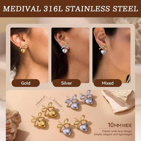 أقراط متدلية من فولبوب مضادة للحساسية للنساء، أقراط مطلية بالذهب عيار 18 قيراط أقراط على شكل قلب وأقراط ذهبية متدلية أقراط مسمارية خلفية للنساء هدايا مجوهرات غير مشوهة لها in Kuwait