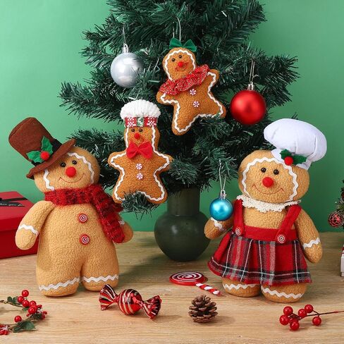 Guiqulai 4 Pcs Gingerbread Man Plush Gingerbread Christmas Decorations for Christmas Party Favors Home Decor in Saudi Arabia