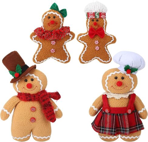 Guiqulai 4 Pcs Gingerbread Man Plush Gingerbread Christmas Decorations for Christmas Party Favors Home Decor in Saudi Arabia