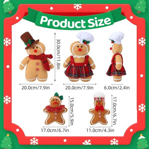 Guiqulai 4 Pcs Gingerbread Man Plush Gingerbread Christmas Decorations for Christmas Party Favors Home Decor in Saudi Arabia