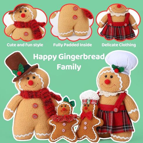 Guiqulai 4 Pcs Gingerbread Man Plush Gingerbread Christmas Decorations for Christmas Party Favors Home Decor in Saudi Arabia