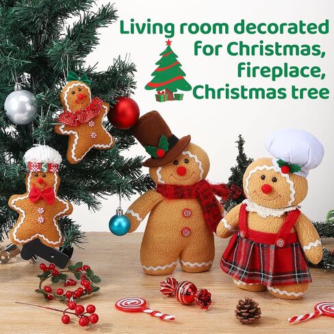 Guiqulai 4 Pcs Gingerbread Man Plush Gingerbread Christmas Decorations for Christmas Party Favors Home Decor in Saudi Arabia