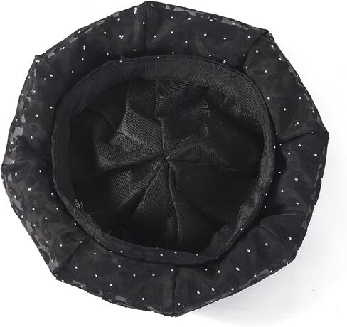 Leopard Print Beret with Rhinestones, Classic French Style Hat, Available in Black, Grey, Purple in Saudi Arabia