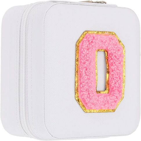 PATIKIL Travel Jewelry Case, Initial Jewelry Box Small Travel Organizer with Mirror for Women Rings Earrings Necklaces Bracelets, White (Letter G) in Saudi Arabia