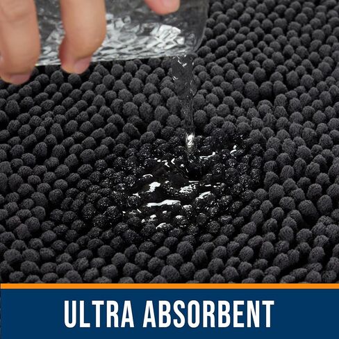 watthourhome Chenille Bathroom Rug Extra Soft Absorbent Quick Dry Machine Washable Non-Slip Bath Mat for Tub Shower and Bathroom Floor Plush Shaggy Home Decor 24"x16" Grey in Saudi Arabia