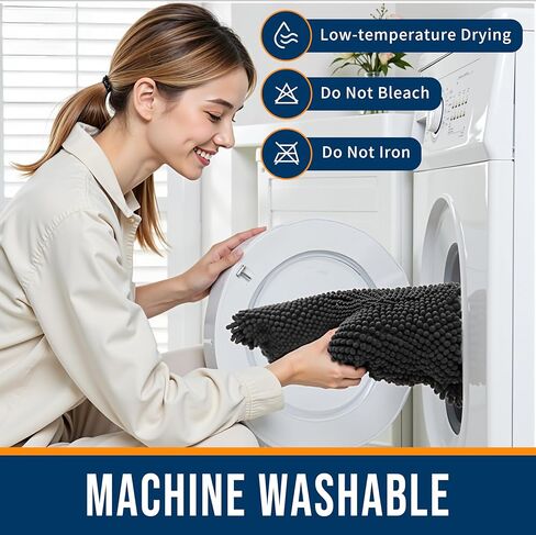watthourhome Chenille Bathroom Rug Extra Soft Absorbent Quick Dry Machine Washable Non-Slip Bath Mat for Tub Shower and Bathroom Floor Plush Shaggy Home Decor 24"x16" Grey in Saudi Arabia