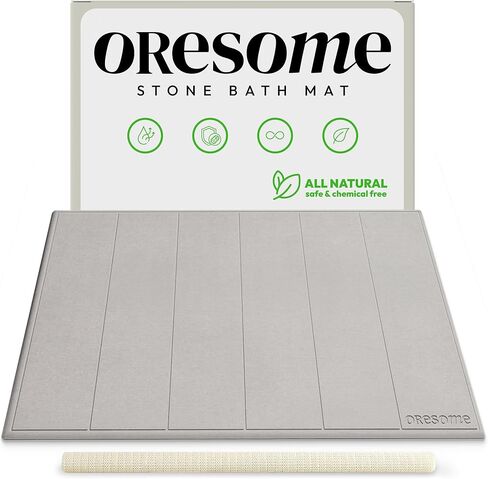 OResome Luxury Quick Dry Stone Bath Mat, Minimalist Easy to Clean Diatomaceous Earth Mat, Super Absorbent Stone Bath Mats for Bathroom and Shower, Water-Absorbing Tapete de Piedra para Baño (1 Pack) in Saudi Arabia