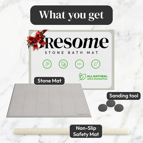 OResome Luxury Quick Dry Stone Bath Mat, Minimalist Easy to Clean Diatomaceous Earth Mat, Super Absorbent Stone Bath Mats for Bathroom and Shower, Water-Absorbing Tapete de Piedra para Baño (1 Pack) in Saudi Arabia