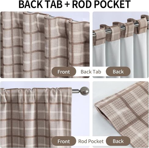XOGUIBO Plaid Curtains 2 Panels Blackout 84 Inches Long, Gingham Curtains Thermal Insulated for Bedroom and Living Room Brown Patterned Vintage Rustic Checkered in Saudi Arabia
