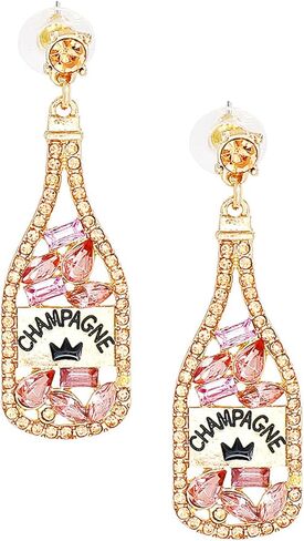 Bling Champagne Earrings for Women Martini Earrings Champagne Gift for Women Wedding Birthday Party Gifts in Kuwait