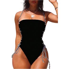 Milumia Women's Sexy Lace Up One Piece Swimsuit Criss Cross Backless Bathing Suits Swimwear in Saudi Arabia