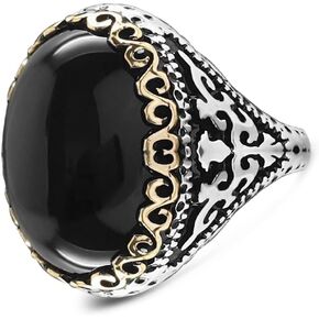 HAIXIAN Retro black agate Ring,S925 Sterling Silver Statement Thumb Index Finger Rock Ring,Cocktail Party Ring Jewelry for Women in Saudi Arabia