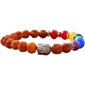 5 Mukhi Rudraksha Bracelet Suitable For Yoga, Meditation 5 Face Nepali Panchmukhi Rudraksh Natural Healing Round Bead Stretchable Elastic Bracelet Daily Fashion Wear Men & Women (8.5 Mm) in Kuwait
