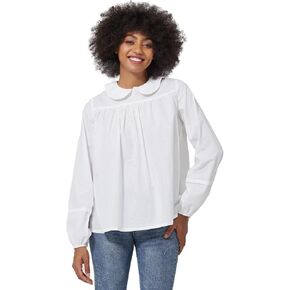 BEAUZSUZSANA Victorian Blouse with Back Buttons Puffy Sleeve Peter Pan Collar Shirt 100% Cotton White S-2XL in Kuwait