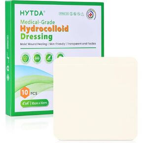 10 Pack Hydrocolloid Bandages, 4" x 4" Hydrocolloid Dressing with Self-Adhesive for Wound Care, Blisters, Waterproof & Super Absorbent Hydrocolloid Patch Bandages for Fast Healing (0.4mm Thickness) in Saudi Arabia