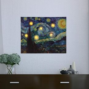 Lighted Wall Art Canvas With Timer- Van Gogh Starry Night Printed Decor with LED And Color-Changing Lights for Home and Office, 12x16 by Lavish Home in Saudi Arabia