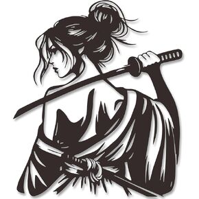 JEWLOVE Japanese Wall Art, Mystic Samurai Sentinel Metal Statue - Enigmatic Female Warrior with Katana, Anime Wall Decor for Zen Spaces & Collection-Mystic Samurai Sentinel in Kuwait