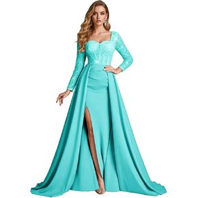 فستان سهرة نسائي مزين بالترتر 2026 من الساتان برقبة مربعة فستان رسمي حورية البحر مع شق وحفلة زفاف in Kuwait