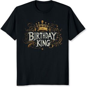 Birthday King Shirt for Men Birthday Gift for Men Husband Boyfriend Brother Gold and Black Graphic Tee in Saudi Arabia