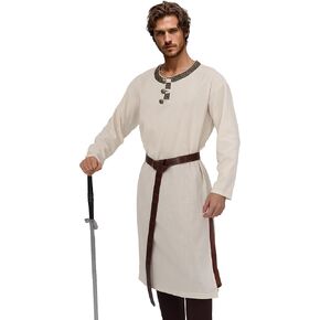 ANINECT Medieval Tunic for Men, Renaissance Long Sleeve Shirt with Belt LARP Ren Faire Costume in Kuwait