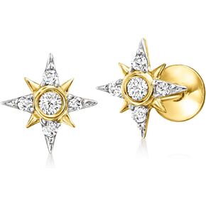 Pure Collection by Ross-Simons 0.10 ct. t.w. Diamond Star Flat-Back Stud Earrings in 14kt Yellow Gold in Saudi Arabia